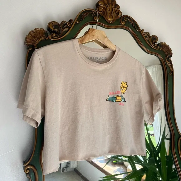 Killer Acid Limited Edition Cropped Graphic Tee Shirt Cut Off - Picture 6 of 6